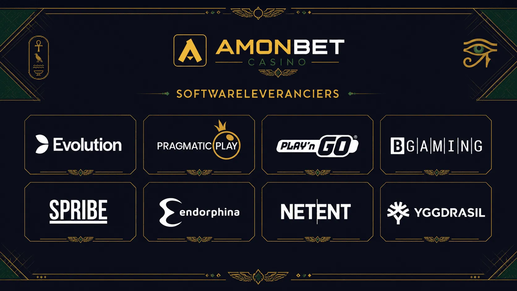 Softwareleveranciers bij Amonbet Casino: Evolution, Pragmatic Play, BGaming, NetEnt en 131 andere studios